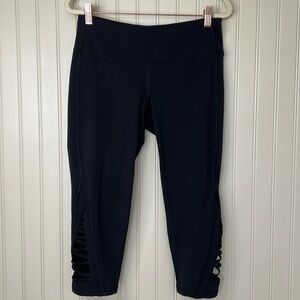 Athleta Black Lace-Up Cropped Leggings